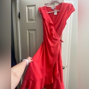 Coral wrap cocktail dress size L